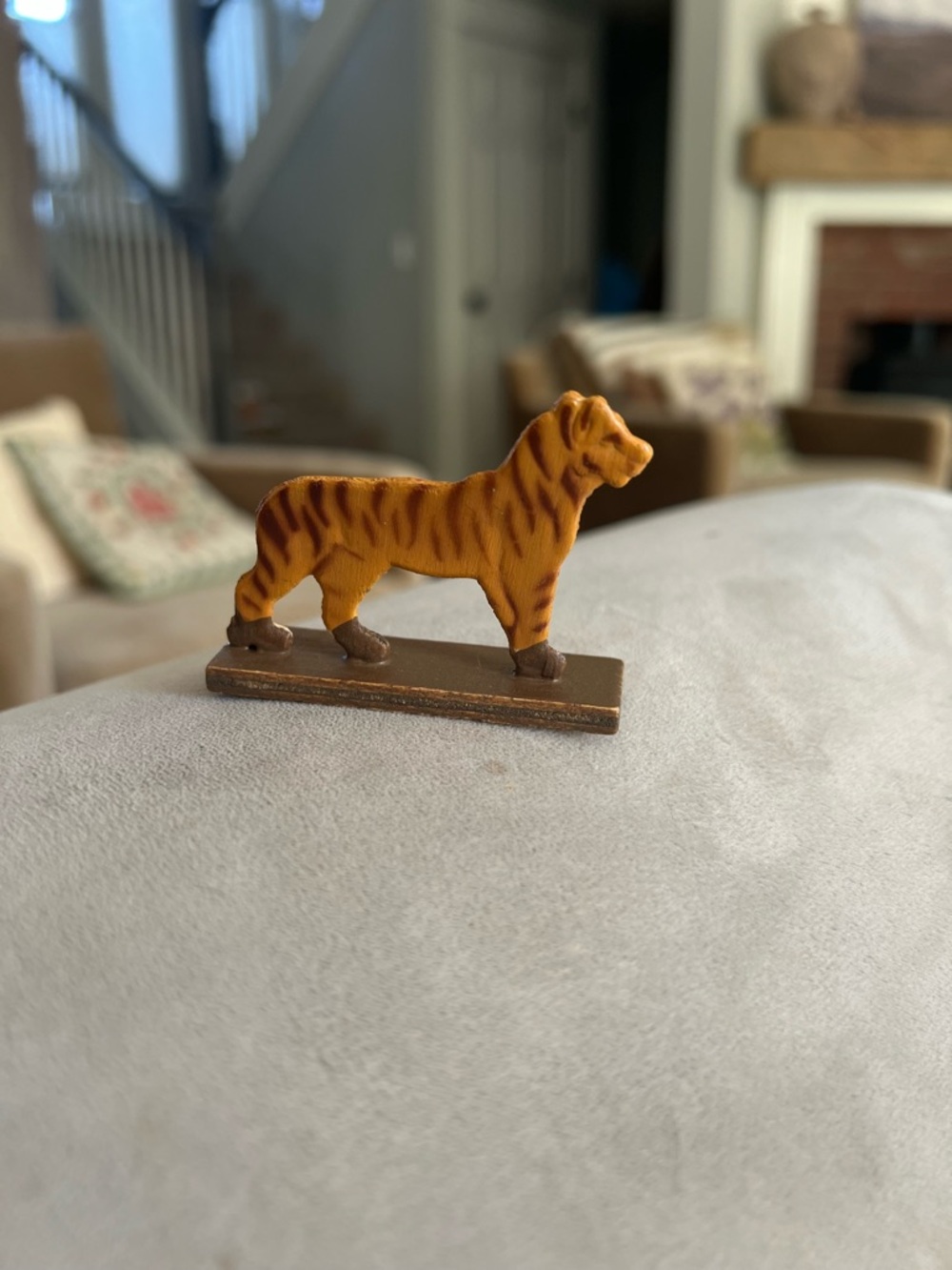 VTG German Flat Wood Tiger Figure Noah’s Ark Toy Erzgebirge Folk Art Miniature